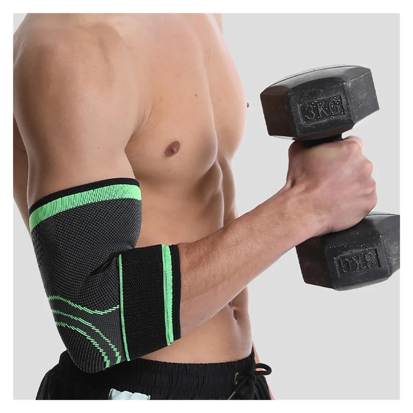 coudiere 2PCS Sports Elbow Braces Compression Sleeve(1 Pair) Braces Tennis & Golfers Elbow Protect Weight Lifting(Light Green,L)