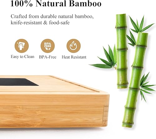 Miniatura 3 de Juego de tablas de charcutería extra grandes de 33.7 x 15.7 pulgadas, juego de tabla de queso y cuchillos 100% de bambú, bandeja de plato de queso