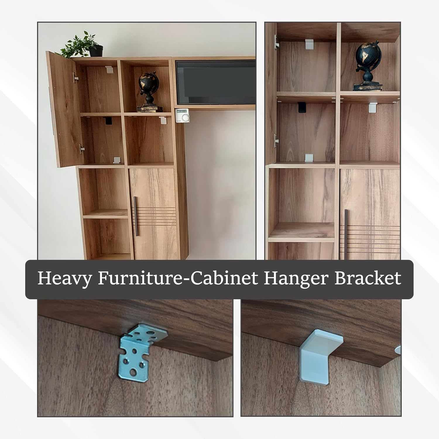 MR BRACKET L Bracket, Brown Shelf Brackets Pack of 10, Heavy Duty Cabinet Hanging Brackets, Plastic Cover Metal Brackets for Shelves, Stainless Steel Corner Brace, Furniture Anchors for Baby Proofing