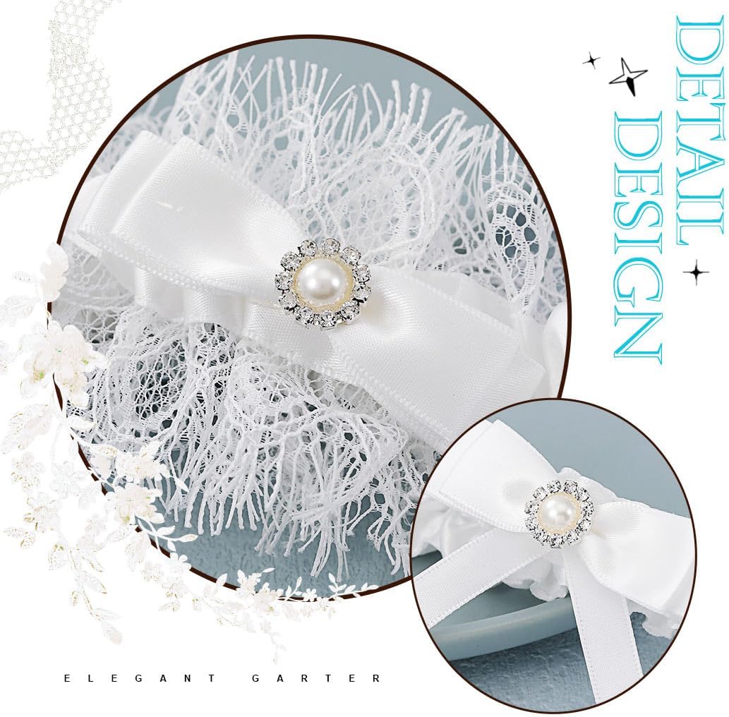 Bridal Garter Lace Garters for Bride Bow Wedding Garter Set for Women（2 pcs）