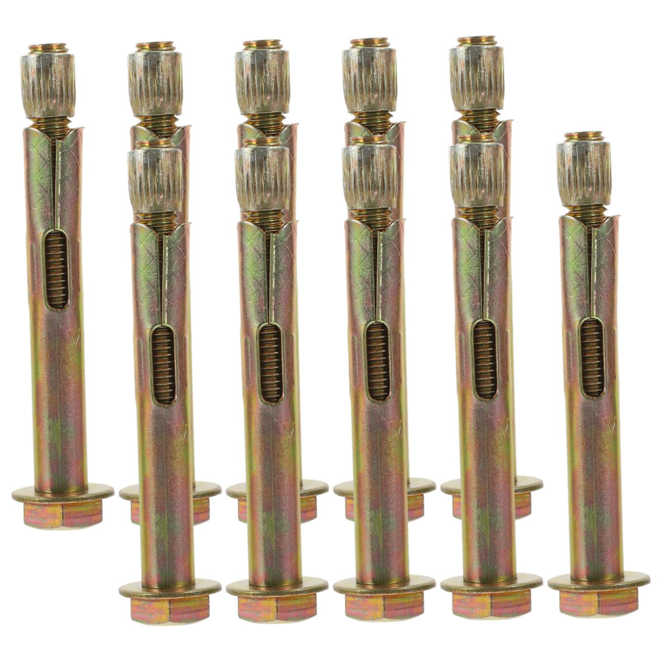 10pcs Knurled Drop-in Anchors Carbon Steel Expansion Bolts for Concrete Easy Installation for Heavy-Duty Applications Includes Nuts and Washers