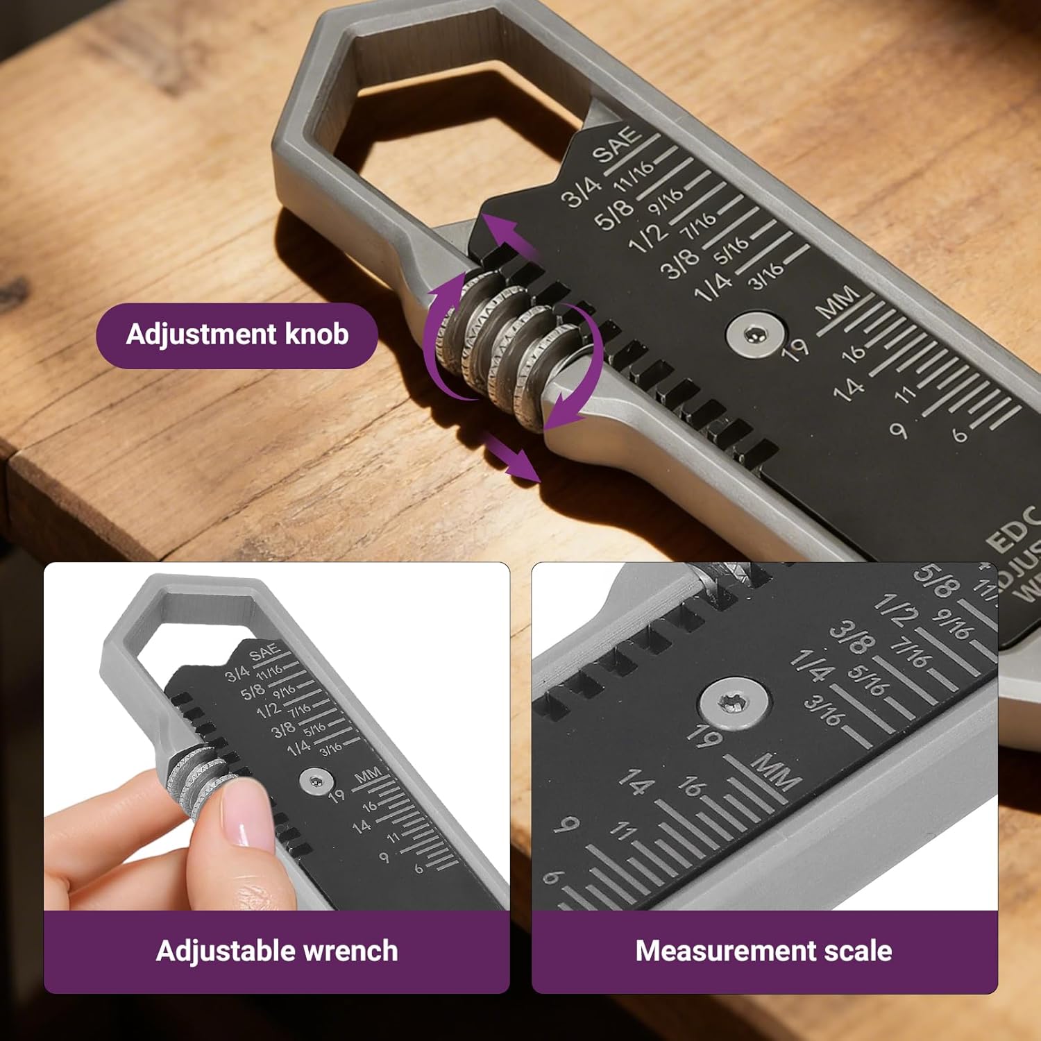 Adjustable Mini Wrench, Adjustable Size 9‑16mm Wrench Spanner Alloy Steel Metal Small Wrench for Woodworking Garage