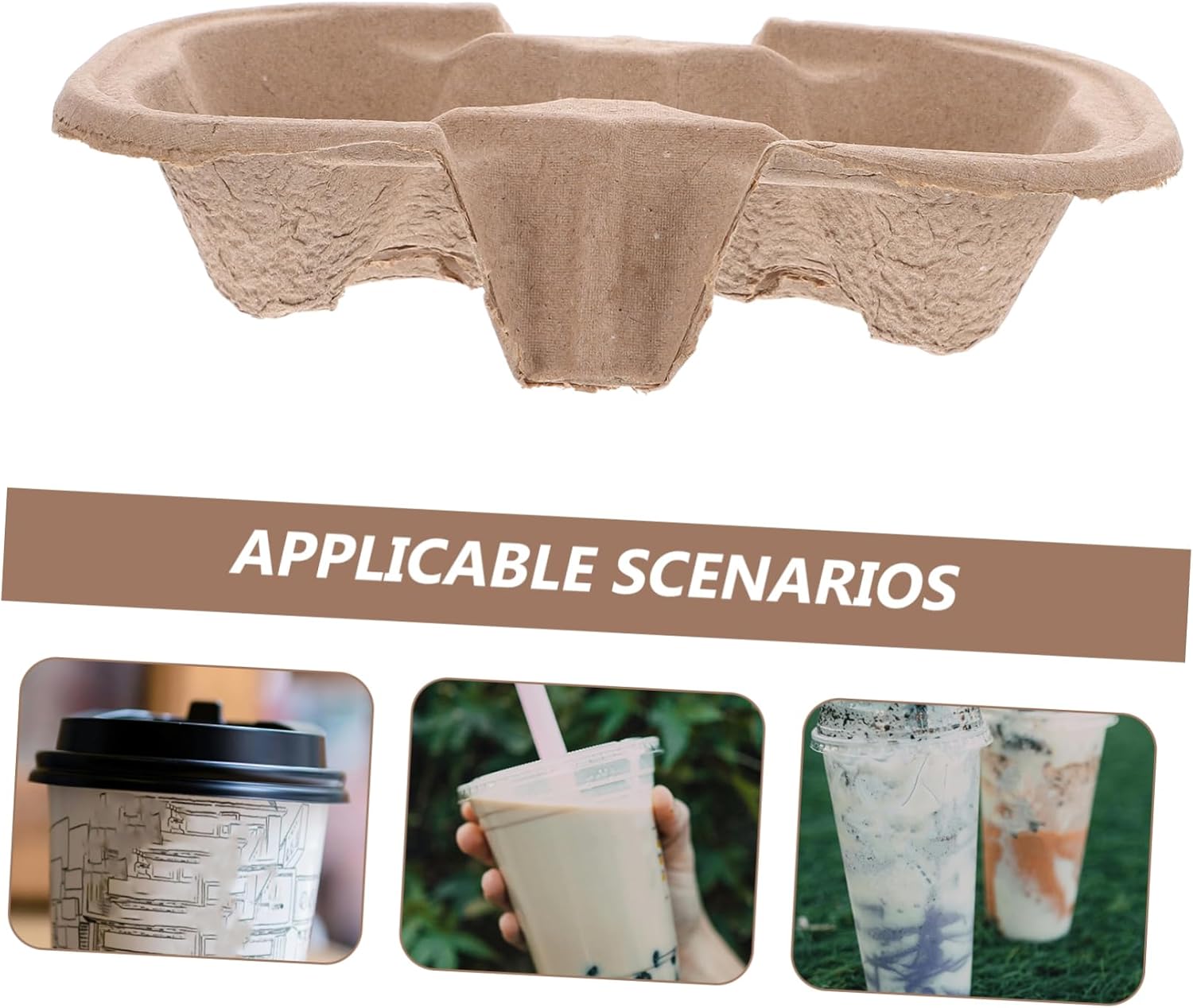 50pcs Takeout Cup Carrier Tray Pulp Drink Holders for Beverage Transport for for Parties and Events