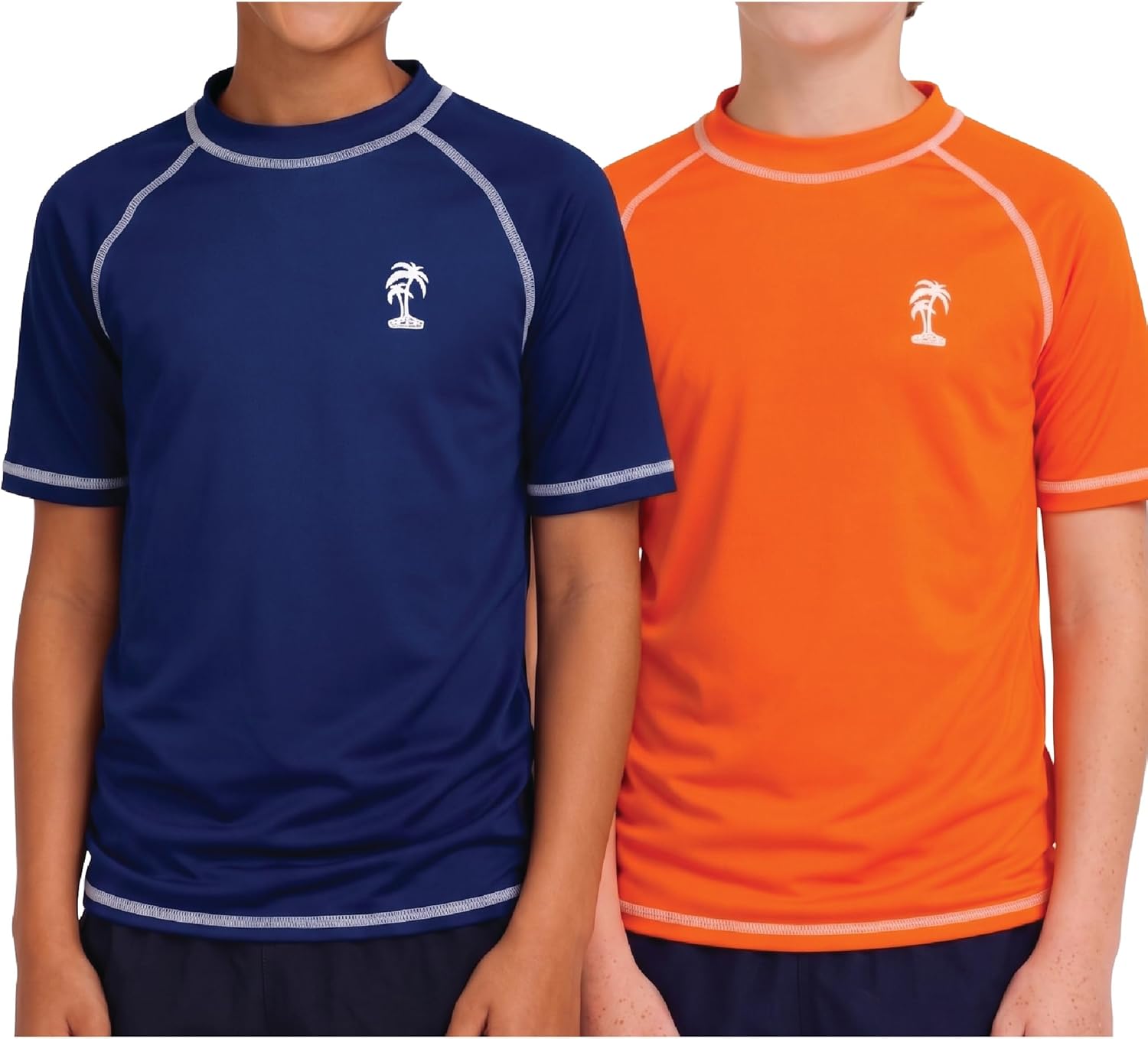 iXtreme Boys Swim Shirt - 2 Pack UPF 50+ Quick Dry Long Sleeve & Short Sleeve Rash Guard for Boys Youth Swimwear