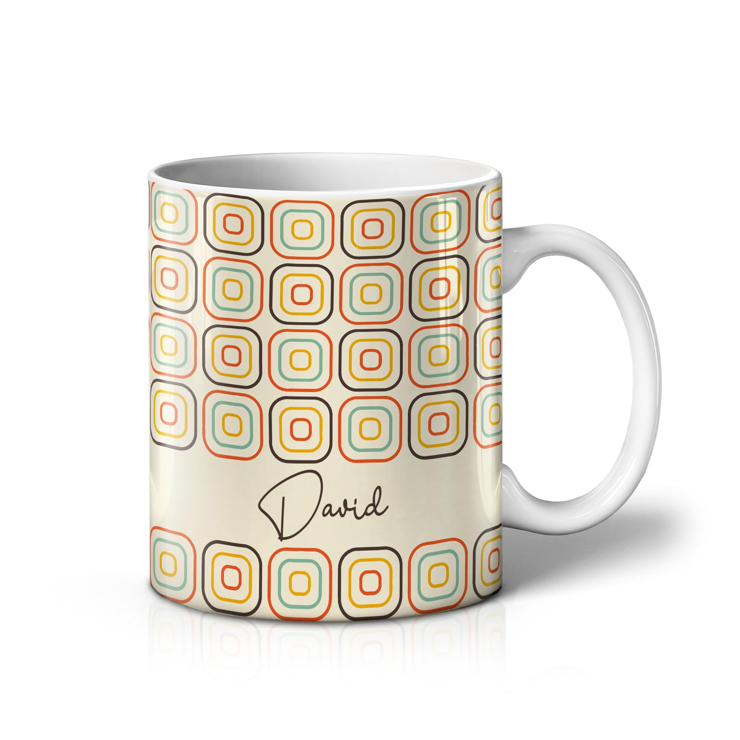 iCaseDesigner Personalised Retro Vintage Mug with Any Name – Custom Coffee Mug – 11 Oz Tea Cup – Unique Customised Gift for Men, Women, Work, Birthdays and Anniversaries - 5. Concentric Squares