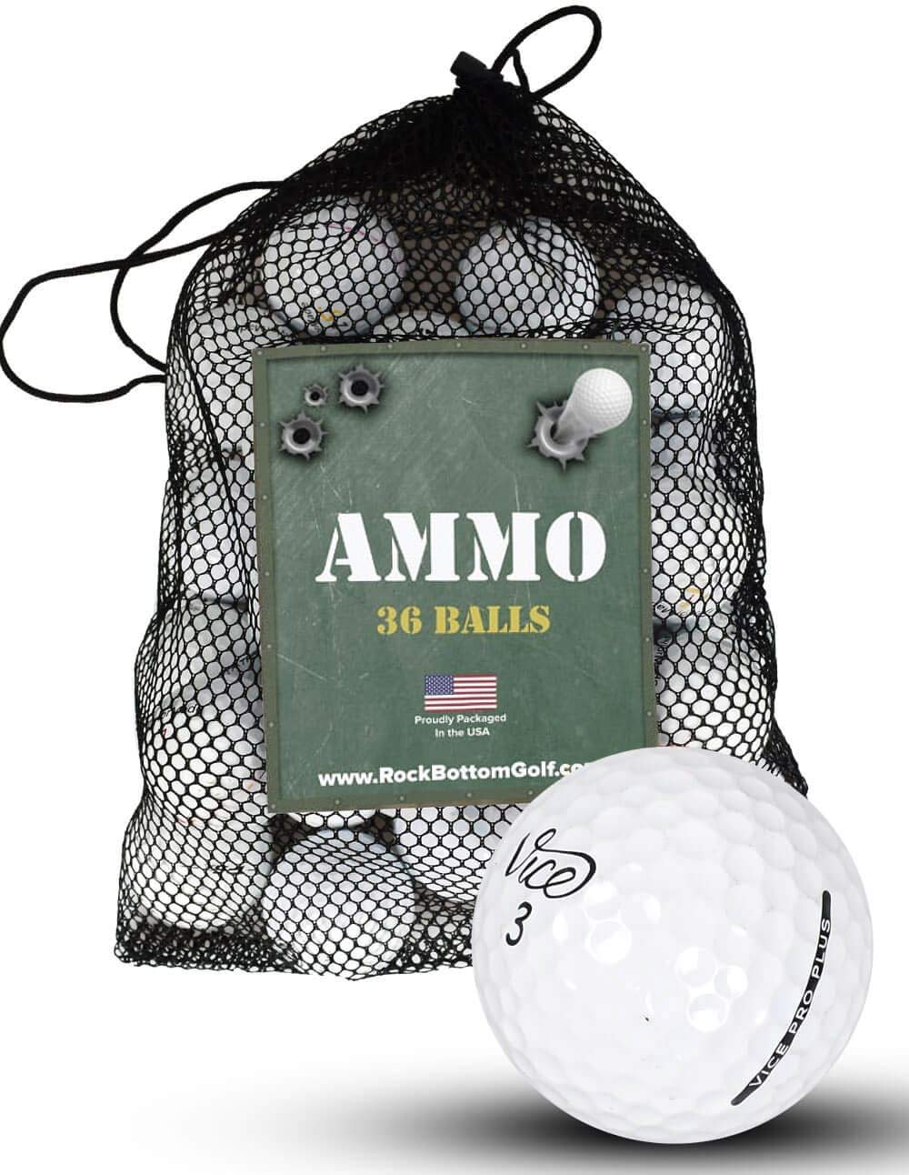 Vice Pro Plus Near Mint Recycled Used Golf Balls 36-Ball Ammo Bag White