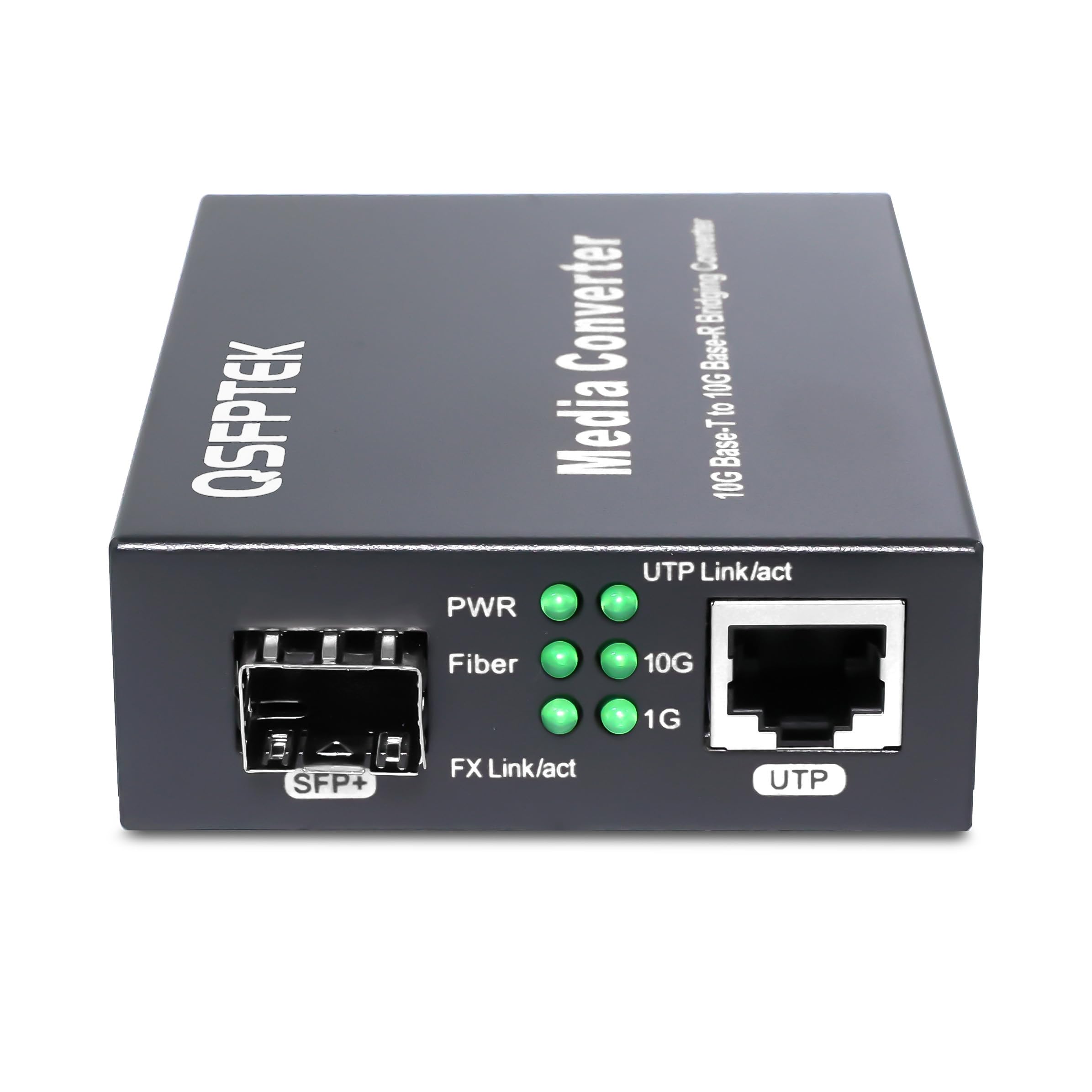 1 convertisseur de média Ethernet fibre 10G, convertisseur de média Ethernet 10GbE SFP+ cuivre UTP, 1 x 100 M/1G/2.5G/5G/10GBase-T RT45 vers 1 fente 10GBase-X SFP+ 10 Gigabit