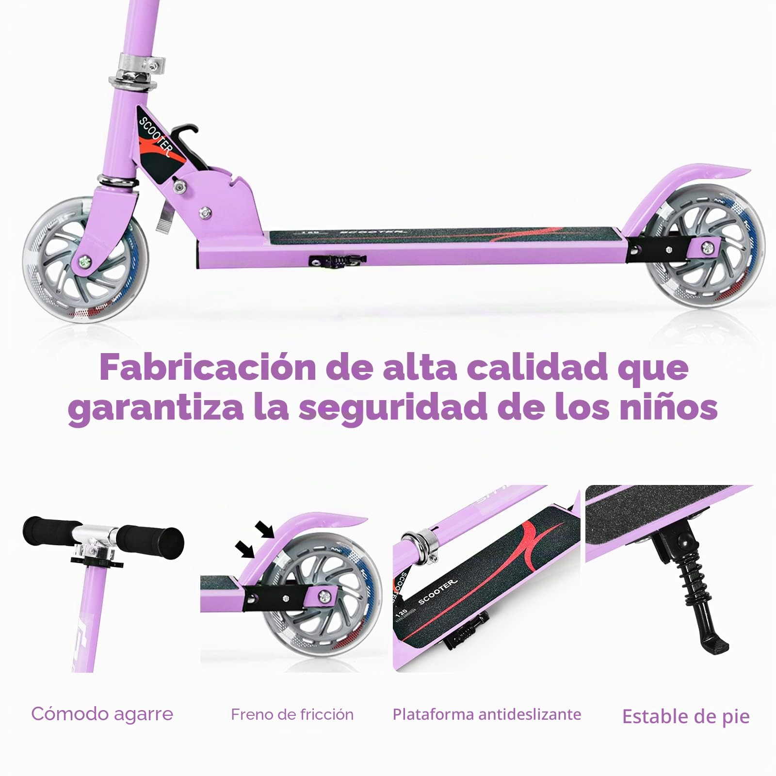 GOPLUS Patinete plegable para niños, con ruedas LED, a partir de 4 años hasta 70 kg
