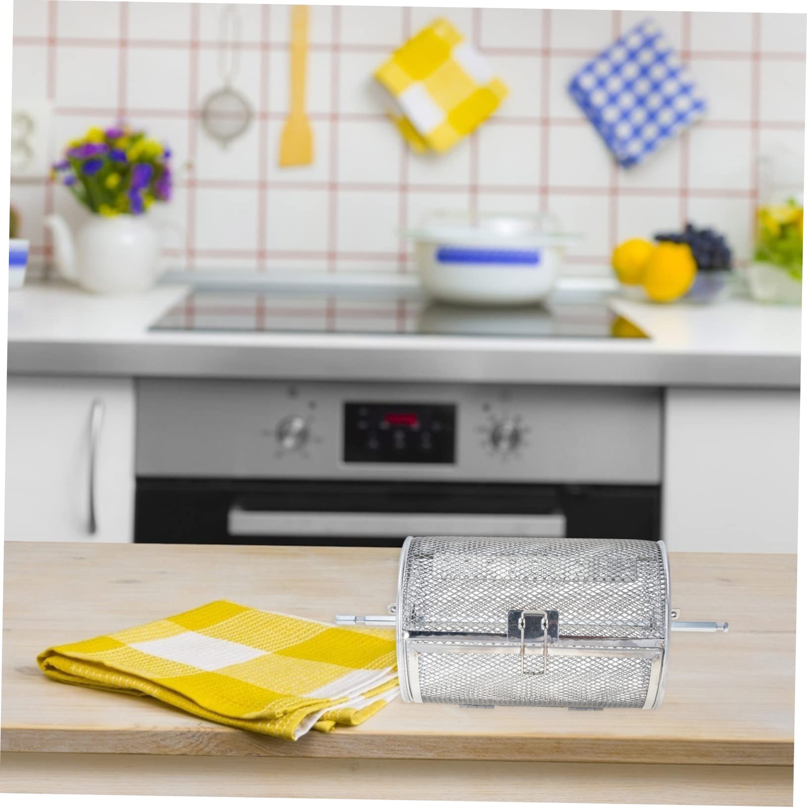 POPETPOP Stainless Steel Rotating Baking Cage Oven Grill Baskets Roasting Cages Must-have for Efficient Grilling and Baking