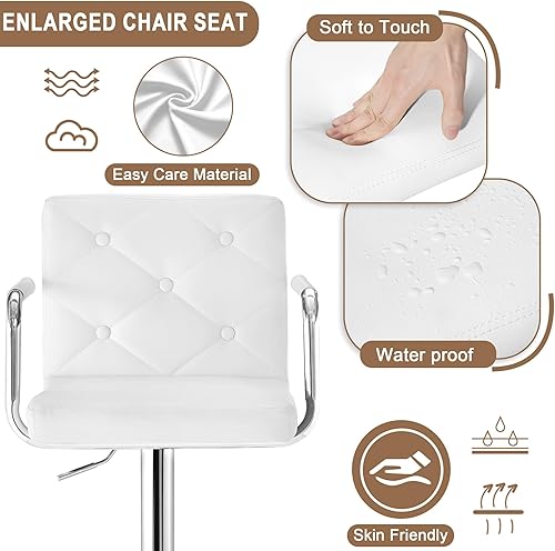 Miniatura 5 de VECELO Taburetes de bar, taburetes de bar ajustables, juego de 4, taburete de bar de altura de mostrador con respaldo y brazos, sillas de bar