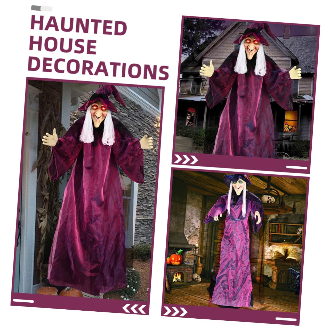 BESPORTBLE Decorazione Animata per Halloween con Strega Parlante da Appendere per Esterni e Effetti Luminosi e per e Case Infestate