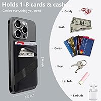 Vista 5 de Cartera para teléfono con correa para el dedo, soporte elástico para tarjetas de crédito para la parte posterior del teléfono, tarjetero para funda