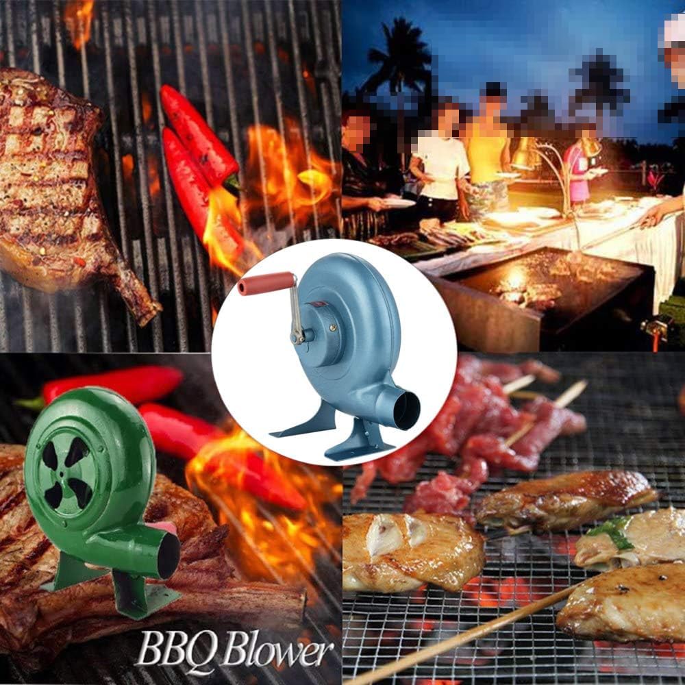 Przenośna ręczna dmuchawa do grillowania – szybki rozrusznik z korbą ręczną 200 W, idealny do grillowania na świeżym powietrzu i grillowania