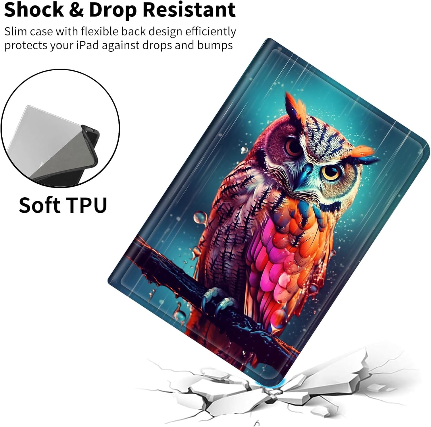 Case for All-New Kindle Fire HD 10 & 10 Plus Tablet (11th Generation, 2021 Release) 10.1" - Slim PU Leather Cover with Auto Wake/Sleep for Fire HD 10.1 inch 2021,Colorful Owl