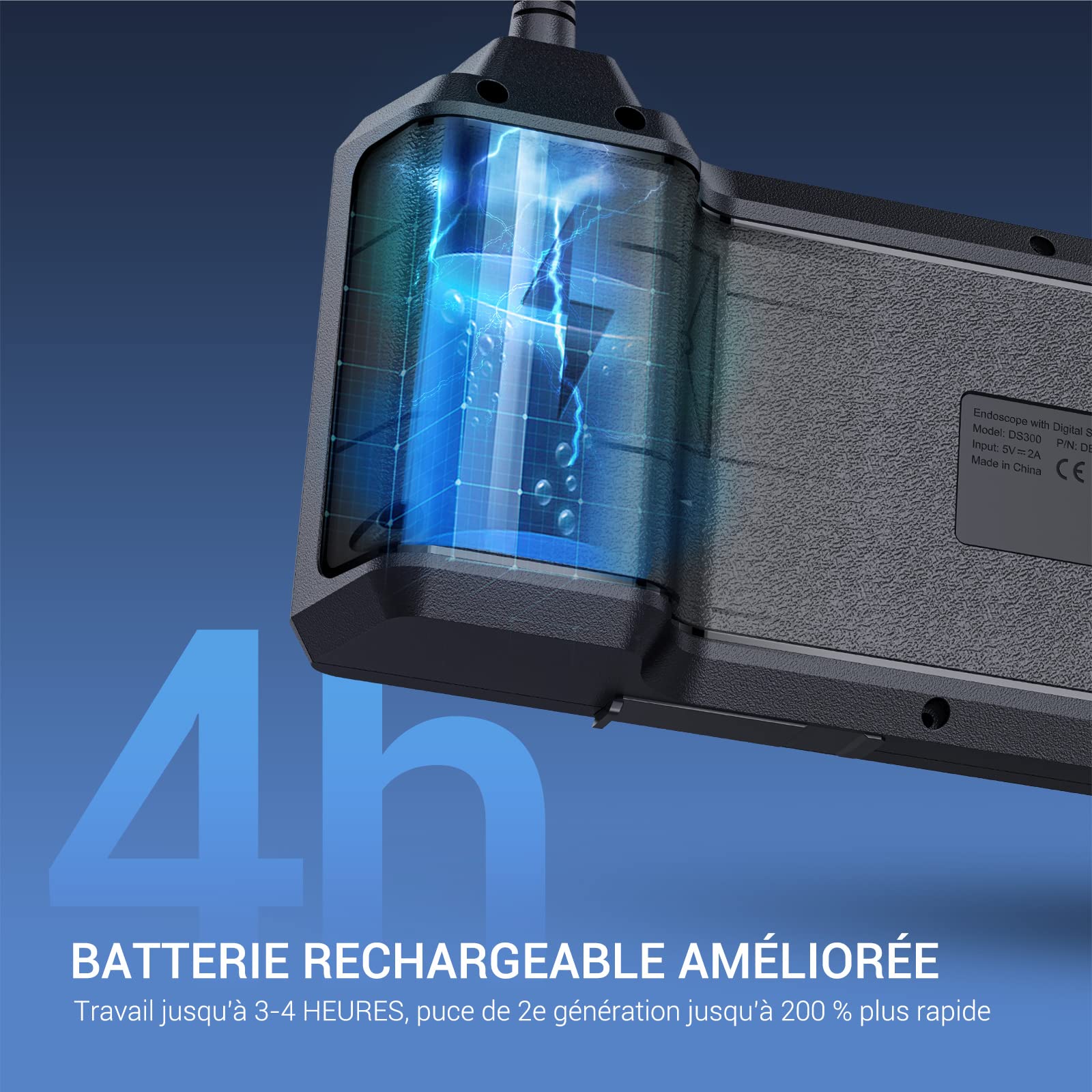 DEPSTECH Caméra Endoscope 1080P 5M Câble Industriel Numérique Double Objectif Caméras d'inspection Écran LCD 4,3" Caméra Étanche IP67 de 7,9mm avec 7 LED Réglables, Carte 32 Go & Accessoires Utiles