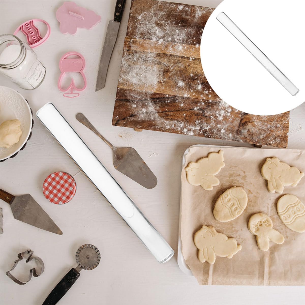Nudelholz Multifunktionales Backzubehör Antihaftbeschichtete Transparent 2 Stück Acryl Teigrollstäbe für Fondant und Kekse für Küche und Backen