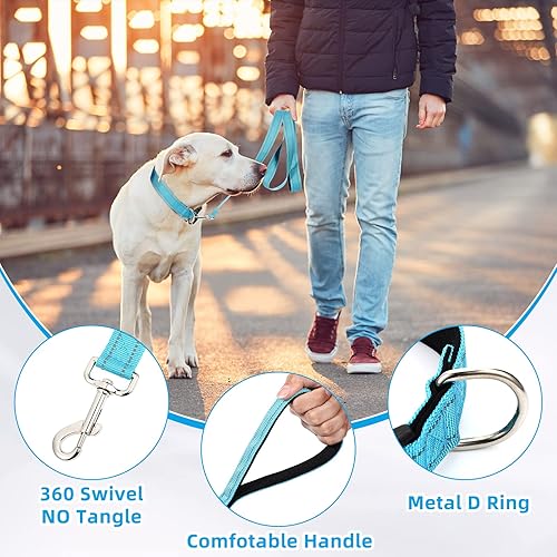 Miniatura 5 de Juego de 6 juegos de correa y collar reflectantes para perro, correas de nailon ajustables, collar de perro resistente, correa de mango acolchado