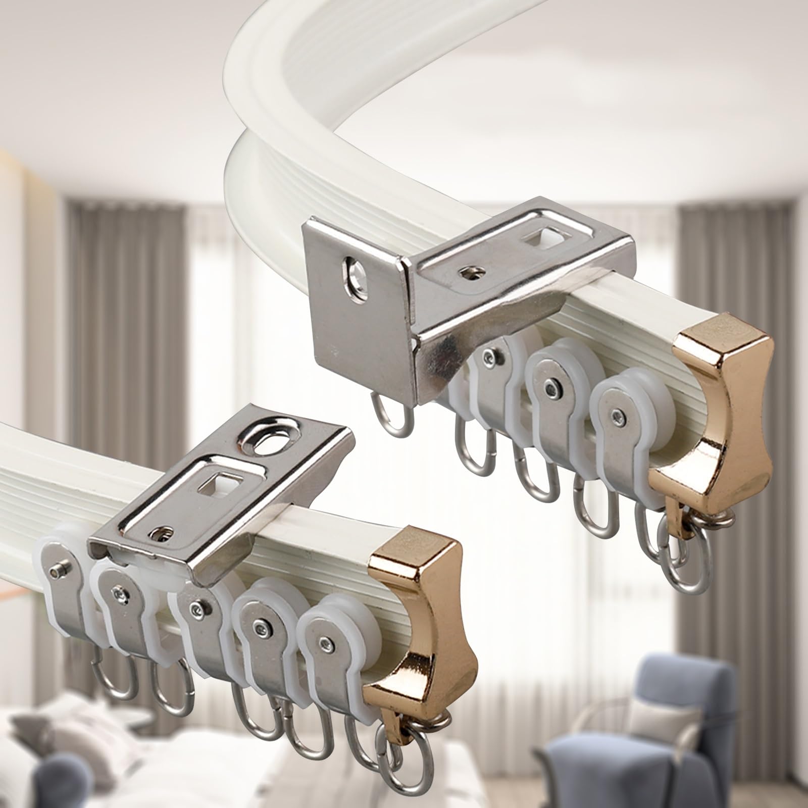 GLDYTVF Bendable Aluminium Curtain Track - Easy Install Ceiling Rail for Bay Windows Room Dividers RVs & Hospital - Flexible Durable & Adjustable Curtain Solution