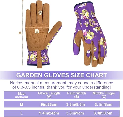 Miniatura 77 de Guantes de jardinería para mujeres, guantes de cuero para trabajo en jardín, a prueba de espinas, sin perforación, para cavar, plantar y podar Azul