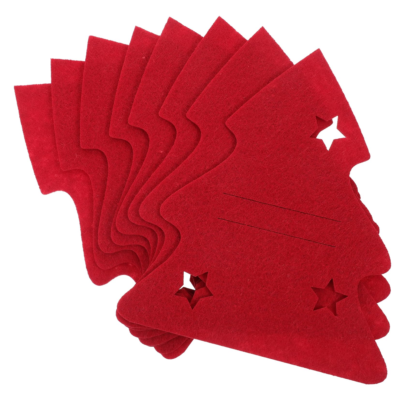 FONDOTIN 8pcs Christmas Tree Shaped Cutlery Holders Adorable Felt Silverware Bags for Holiday Table Decor Party Use Fork Knife Pouches for Festive Dining