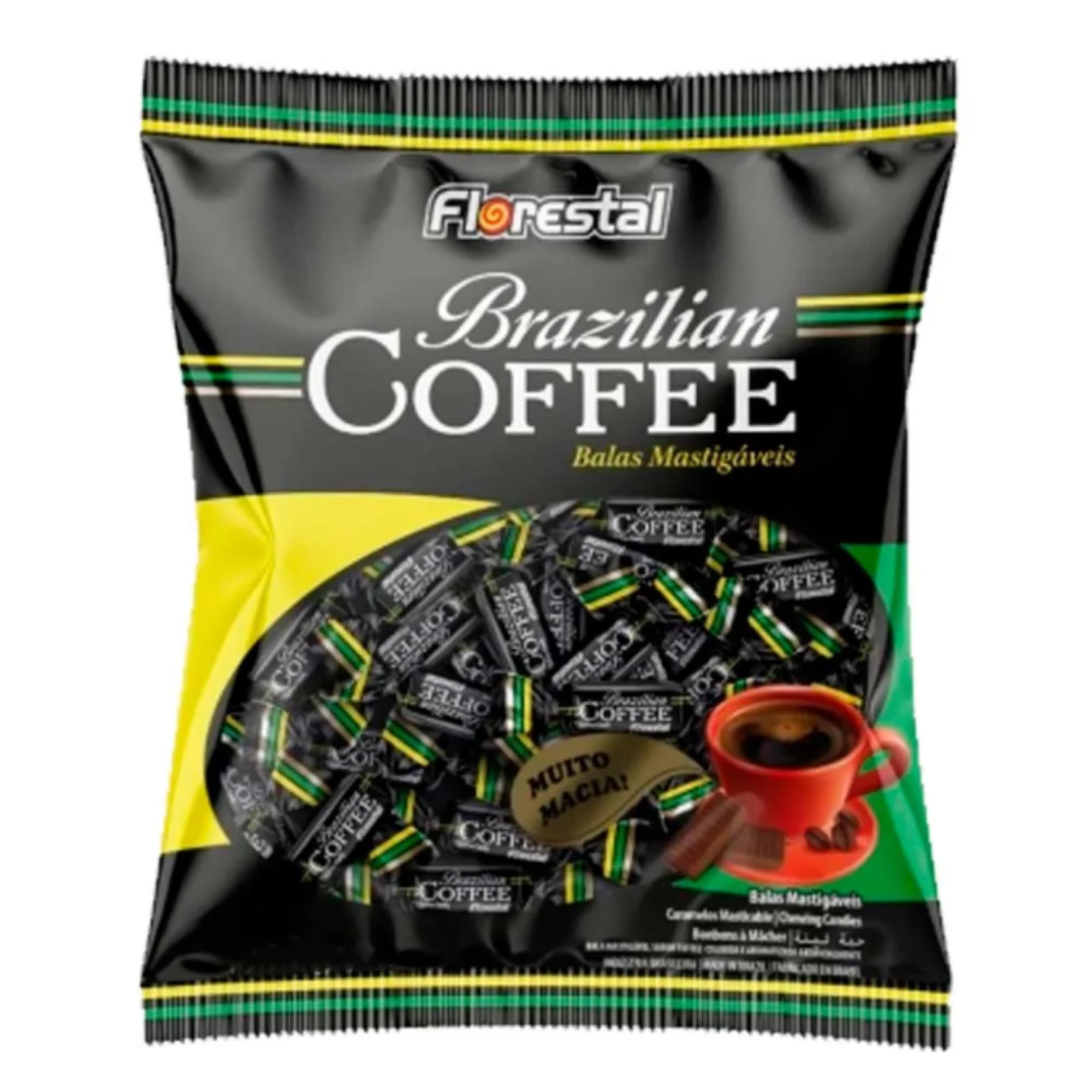 Brazilian coffee flavored Taffy candy, individually wrapped, soft and delicious, gluten free - Approximately 100 count - 17.63oz - Florestal