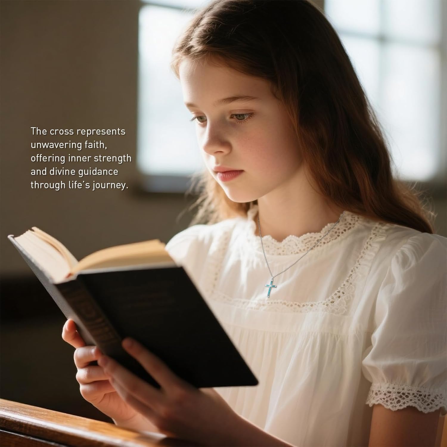 Turquoise Cross Necklaces for Women Turquoise Necklace Silver Black Rose Gold Cross Pendant Jewelry Sterling Silver Christmas Gifts - Image 3