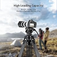 Vista 5 de Cayer BV30L Video Tripod System, 72" Heavy Duty Aluminum Twin Tube Tripod with K3 Fluid Head, 75mm Flat Base, Max Load 13.2lbs, for DSLR Cameras