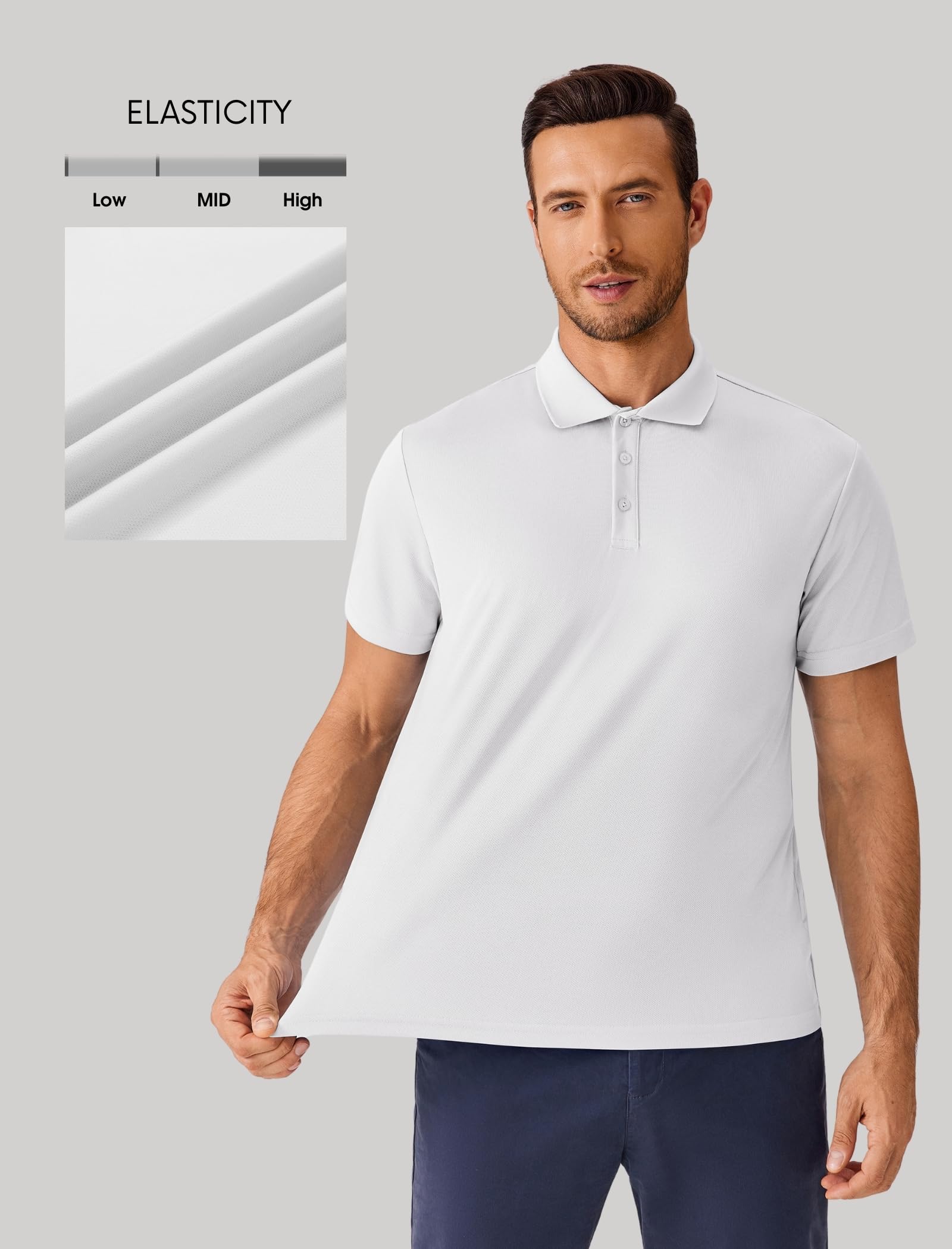 PINSPARK Polo Shirts for Men Short Sleeve Performance Quick Dry Golf T Shirt Moisture Wicking Casual Workout — view 4