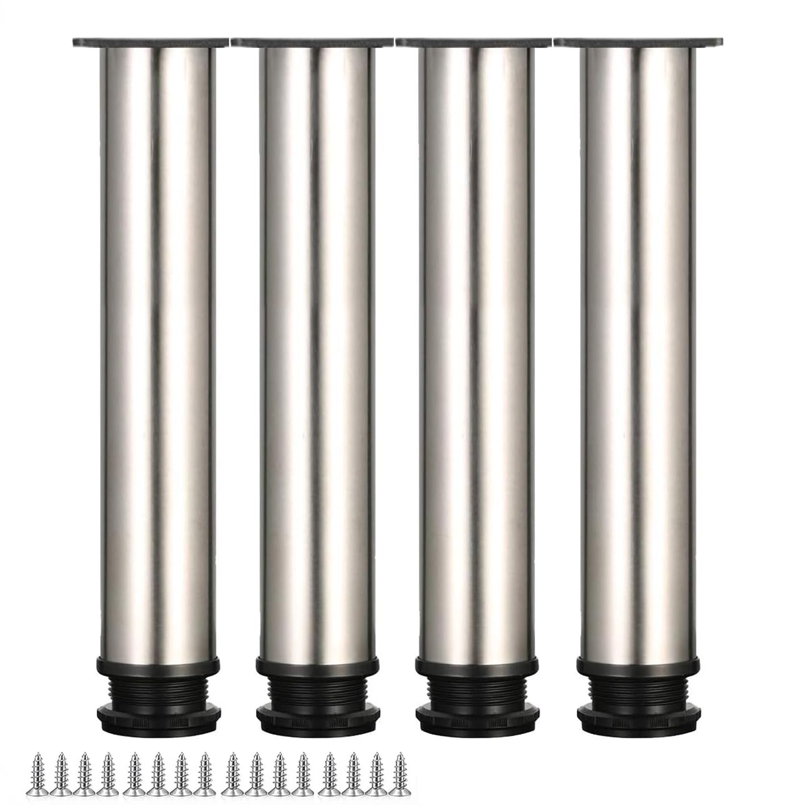 Gambe per Mobili Regolabili in Altezza in 4 Pezzi,Gamba per Tavoli in Metallo,Piedini di Supporto in Acciaio Inox per Armadi,Divani,Letti,Scrivania,Con Viti,Argento (50cm)
