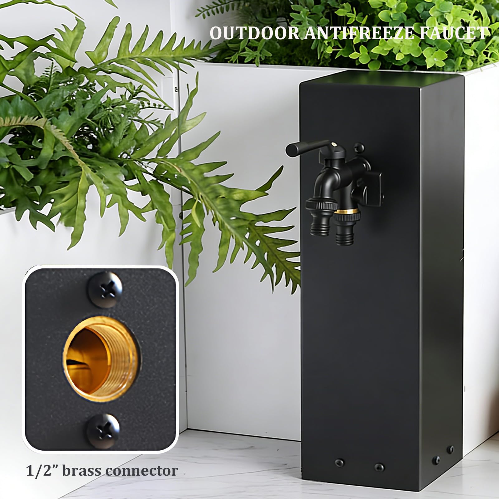 Columna de agua de acero inoxidable para exteriores con grifo, soporte de manguera independiente, grifo vertical de jardín, hidrante exterior anticongelante