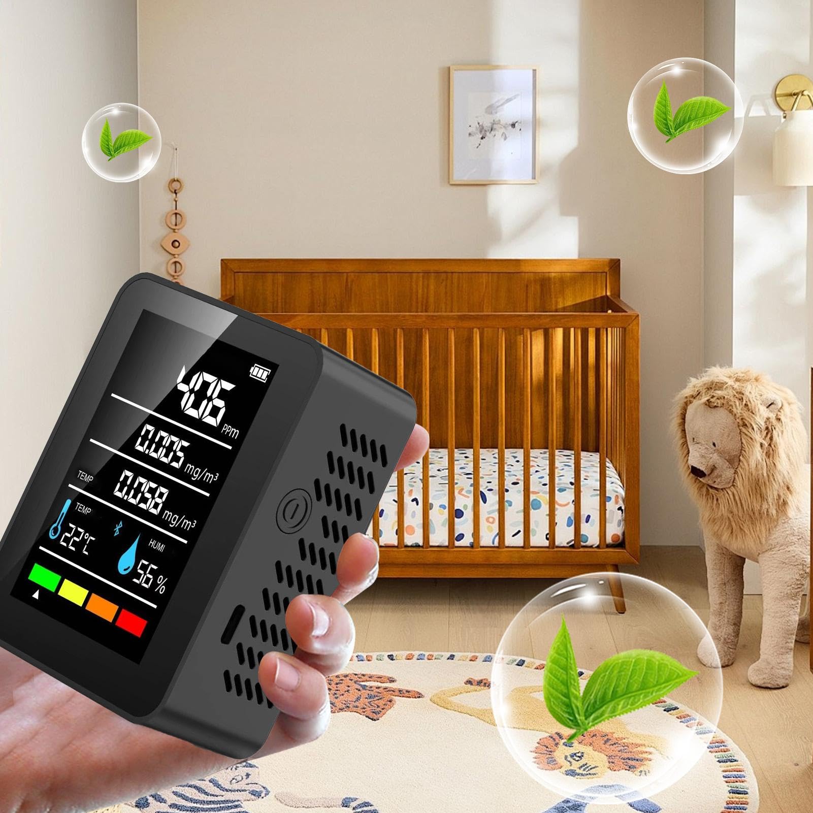 Monitor Qualità Aria Interno: Rileva CO2, Polveri, Umidità E Molto Altro! Display Colorato E Batteria Lunga