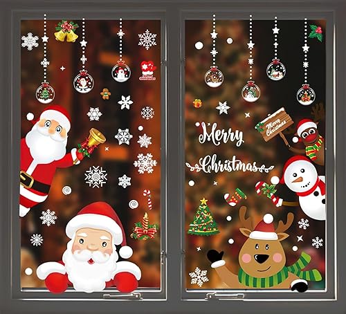 Miniatura 4 de Juego de 160 piezas de decoraciones navideñas de copos de nieve, 8 hojas de decoraciones de invierno del país de las maravillas para calcomanías de