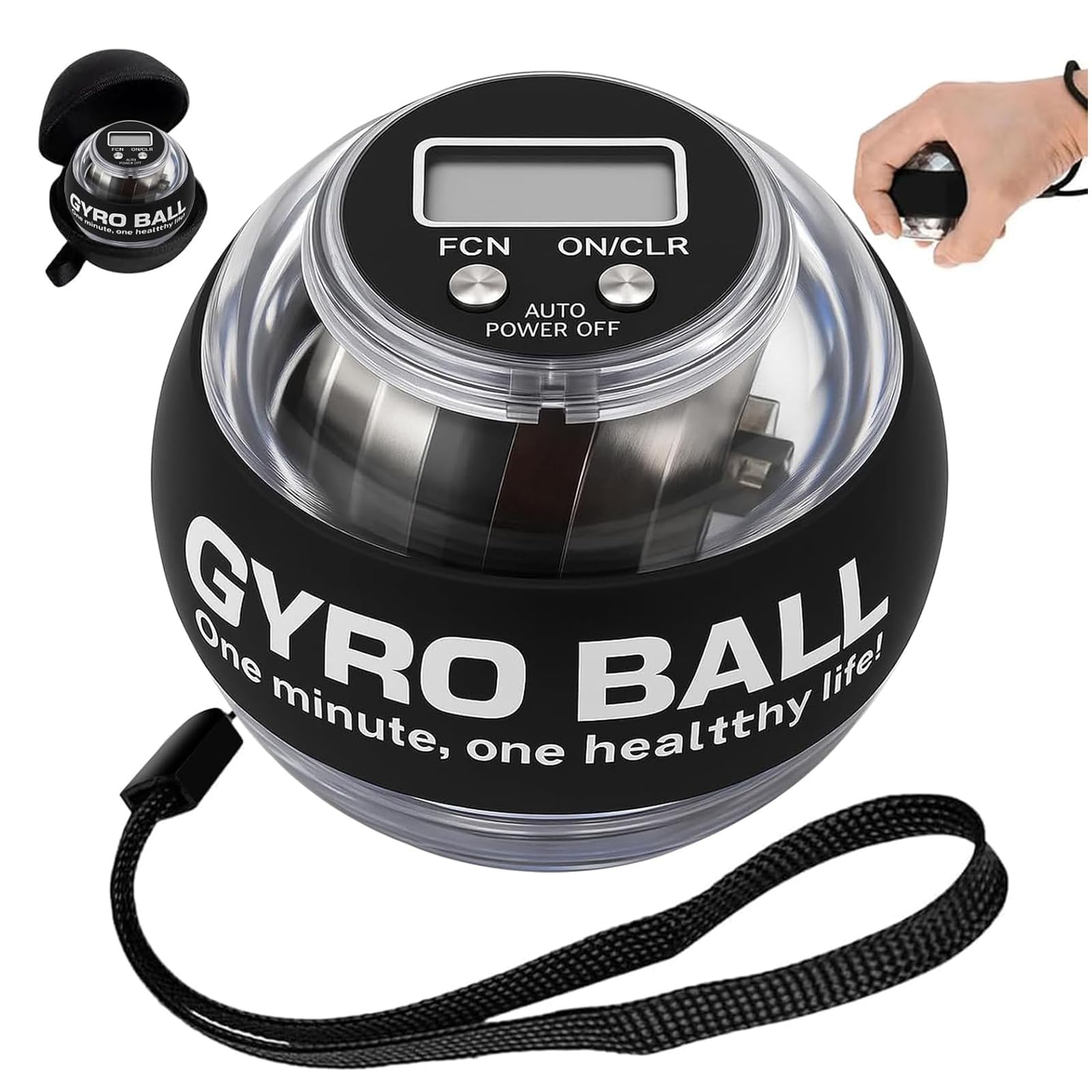 Torque Ball mit Zähler, Auto-Start-Handgelenk-Kraftgyroball für Griffkrafttraining, Hand-Unterarm-Finger-Trainer mit fünf farbigen LED-Leuchten