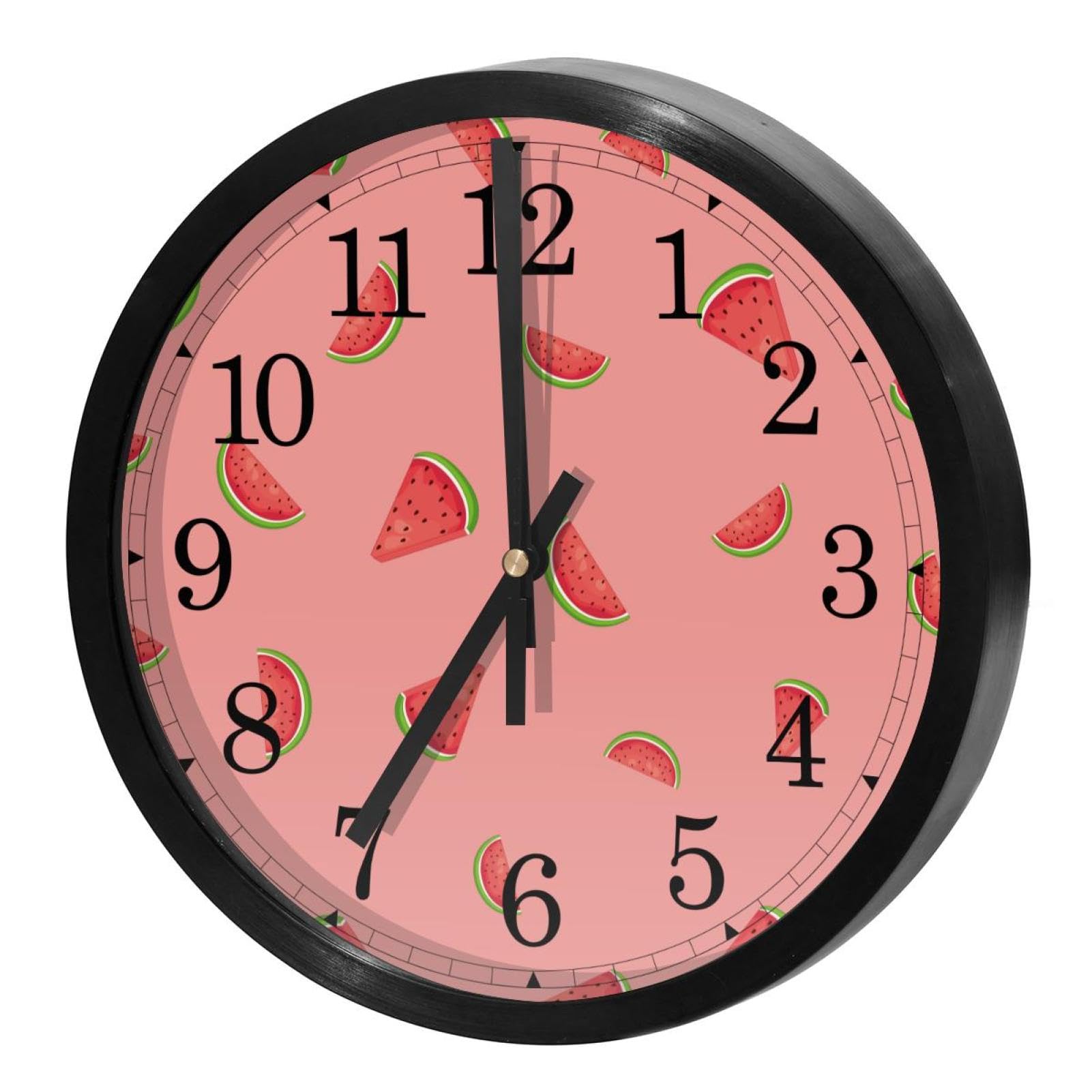 Horloge murale quartz fruit rose pastèque pour déco de cuisine
