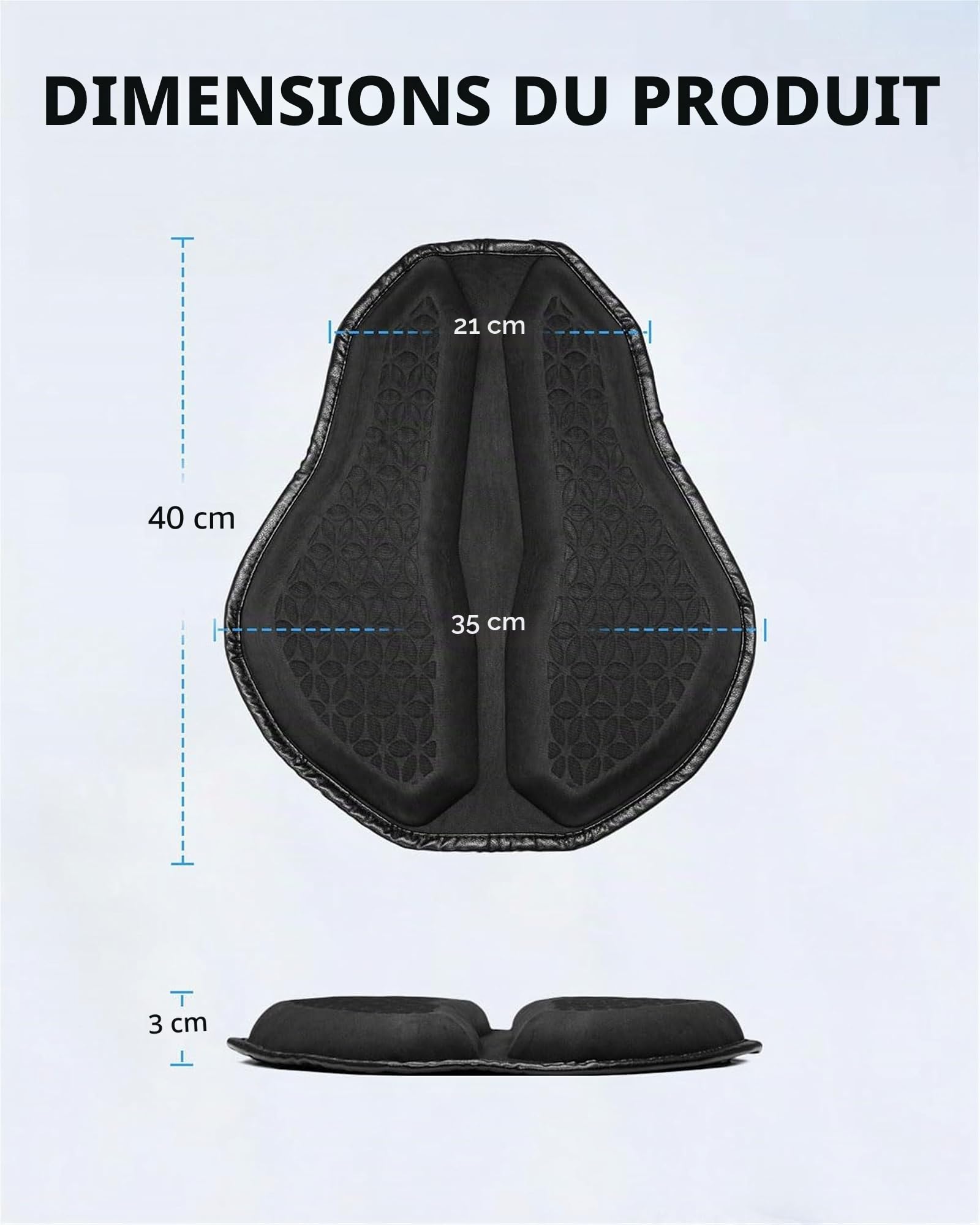 Benlari Coussin de siège de moto, coussin de siège universel en gel pour moto, grande structure en nid d'abeille, TPE absorbant les chocs et respirant pour les longs trajets