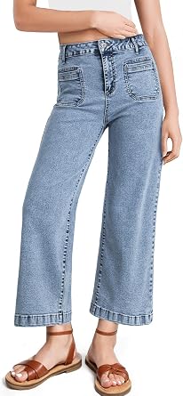 Astylish Womens Jeans Wide Leg High Waisted Stretchy Straight Leg Jeans Trendy Ankle Denim Pants with Patch Pocket