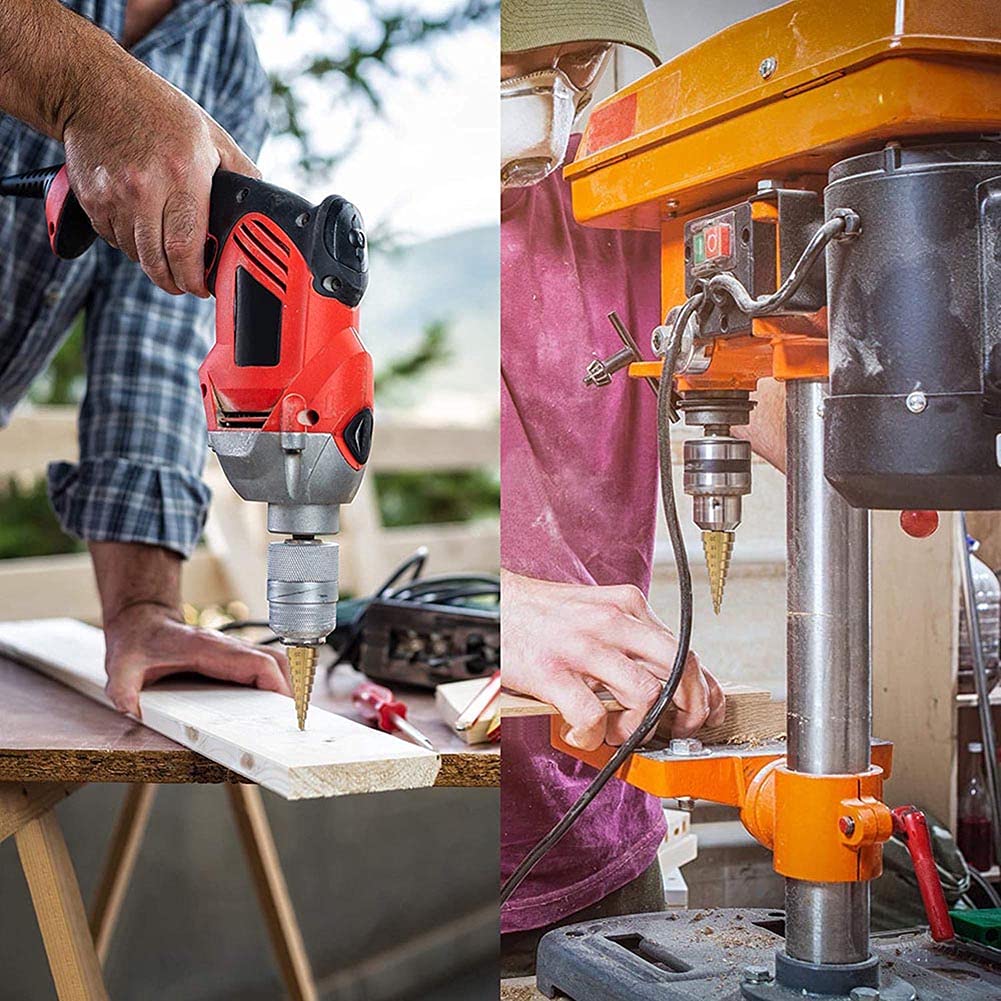 Step Drill Bit 6-60 Mm Taper Hole Cutter HSS 4241 Spiral Groove Titanium Coated For Metal PVC Wood - View #12