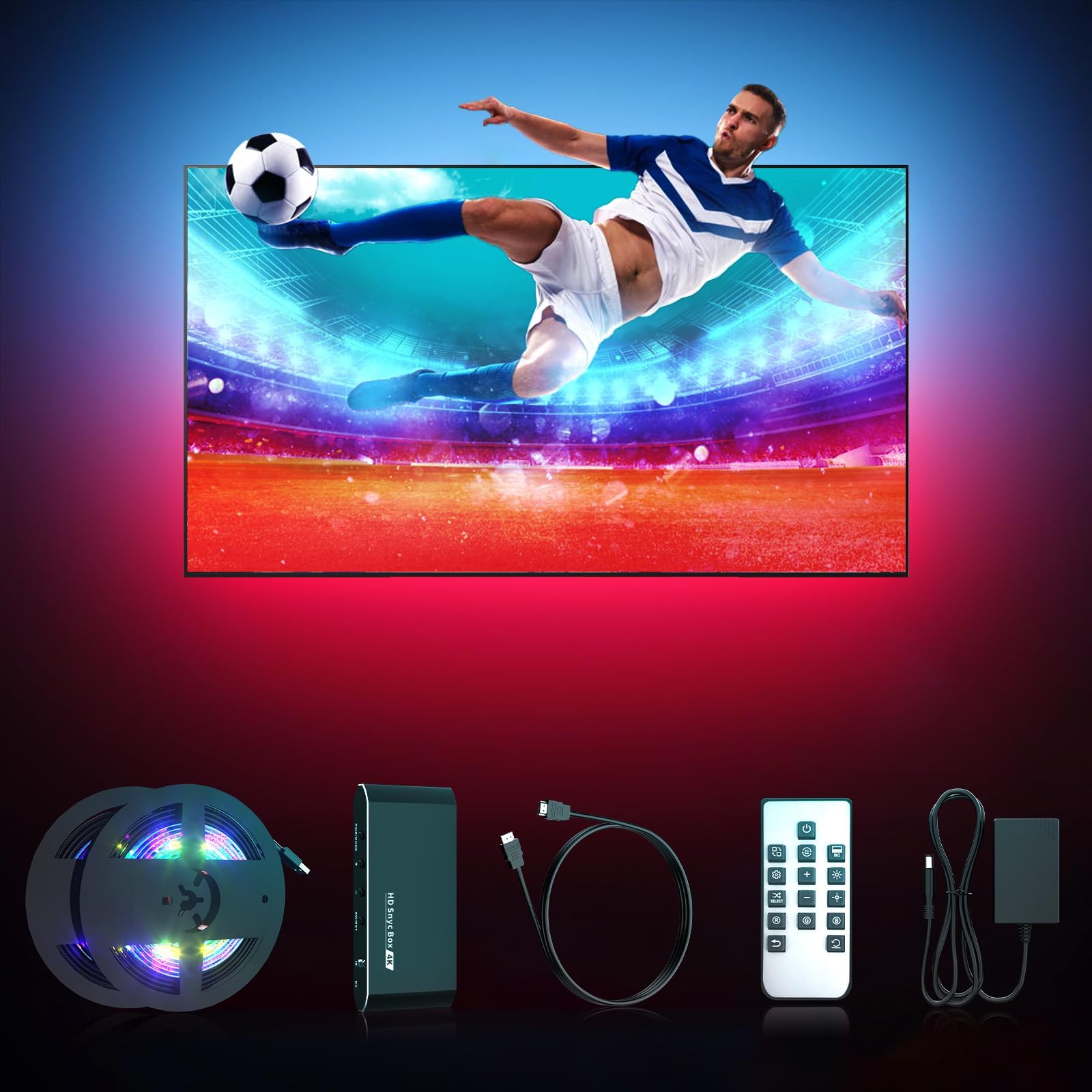 Hubaura Sync Box Rétroéclairage HDMI 2.0 Ruban LED TV 42-48 Pouces - Synchronisation Image