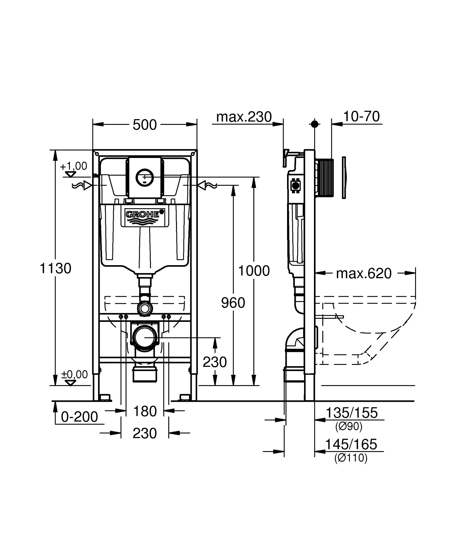 GROHE 38832000 - Cisterna Empotrada Para Inodoro, cromo