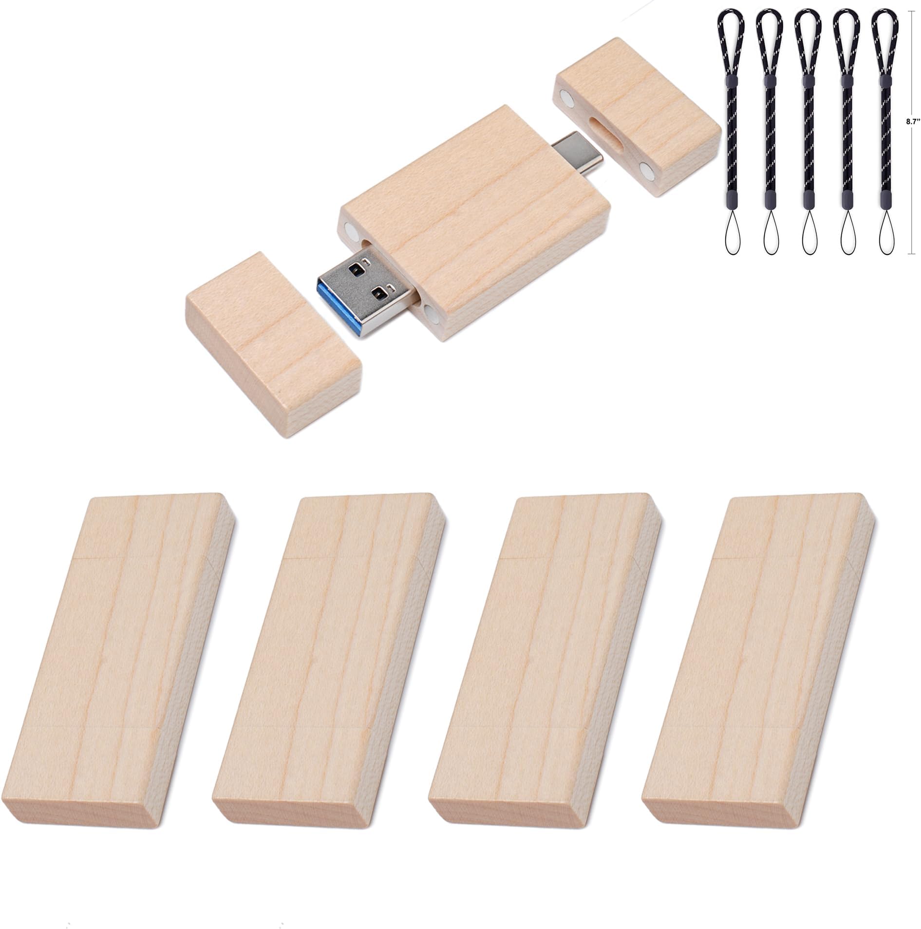 16GB USB C Memory Stick, USB C Flash Drive USB 3.0 Stick High Speed TYPE C Drive Dual OTG Pen Drive Maple Wooden for TV, Car, Smartphones, PC, Laptop