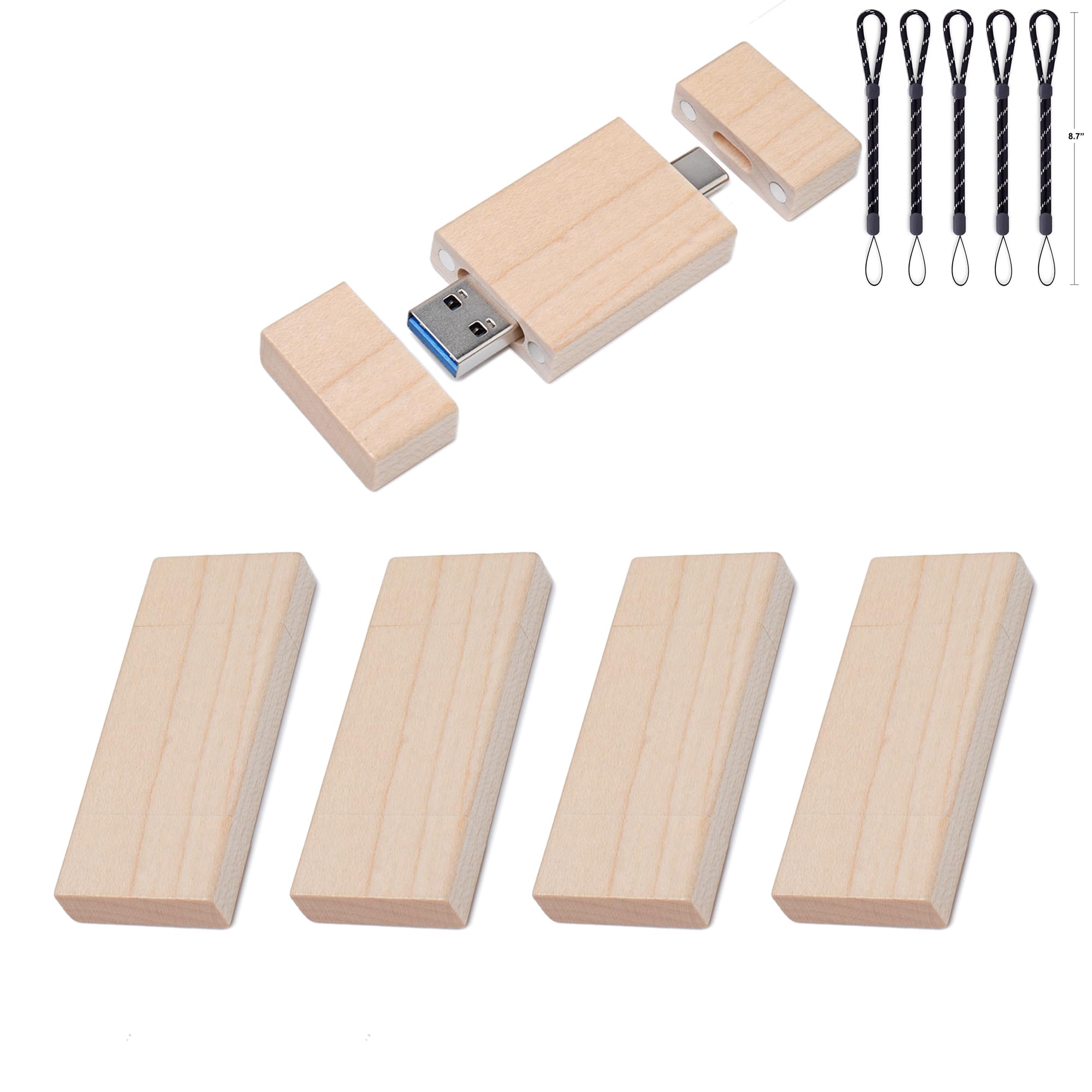 Chiavetta USB C da 32 GB, chiavetta USB 3.0 ad alta velocità, tipo C, doppia OTG, in legno d'acero, per TV, auto, smartphone, PC, laptop