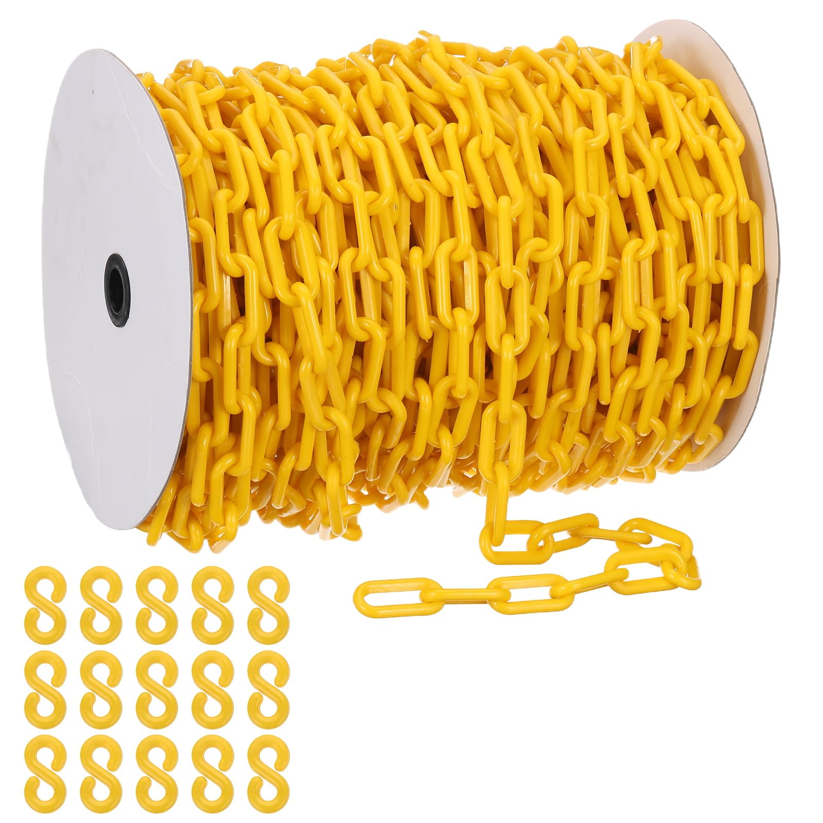 PATIKIL Chaîne plastique jaune 164 pieds 8mm pour le contrôle foule | Chaîne barrière sécurité plastique large Longue, le stationnement la clôture la décoration chantier construction