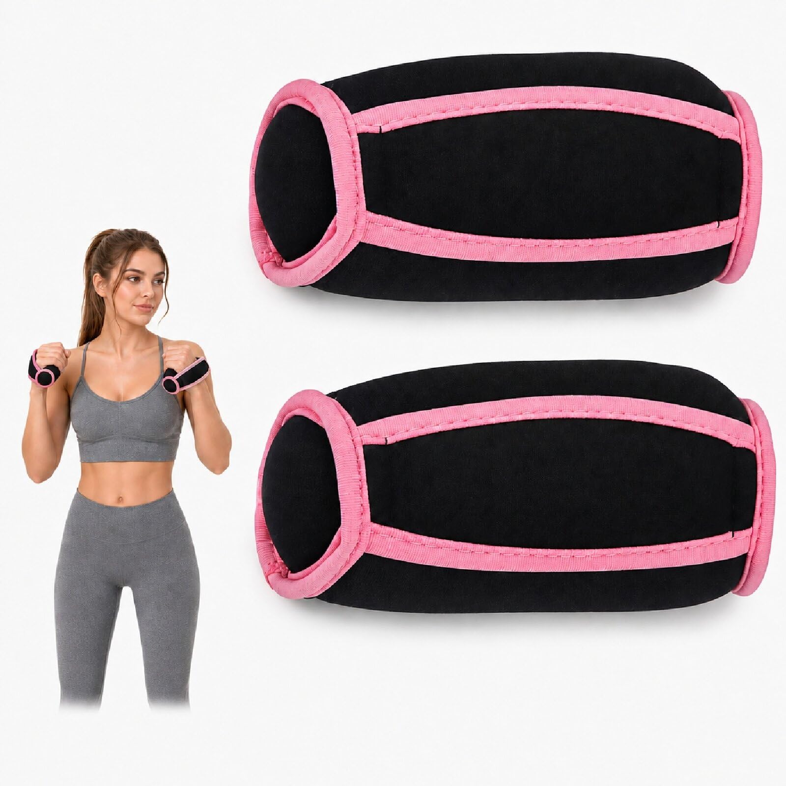 Women's Dumbbells Set of 2 Soft Dumbbells Each 450 g Dumbbells with Loop