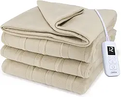 Sunbeam Royal Cobertor elétrico aquecido ultra fleece tamanho completo, 213 cm x 183 cm, 12 configurações de calor, desligamento automático selecionável em 12 horas, aquecimento rápido, lavável na