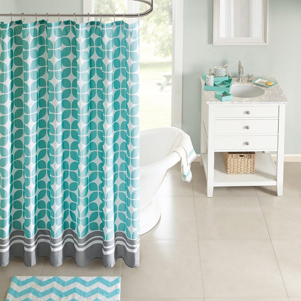 Intelligent Design ID70-508 Lita Shower Curtain 72x72 Aqua