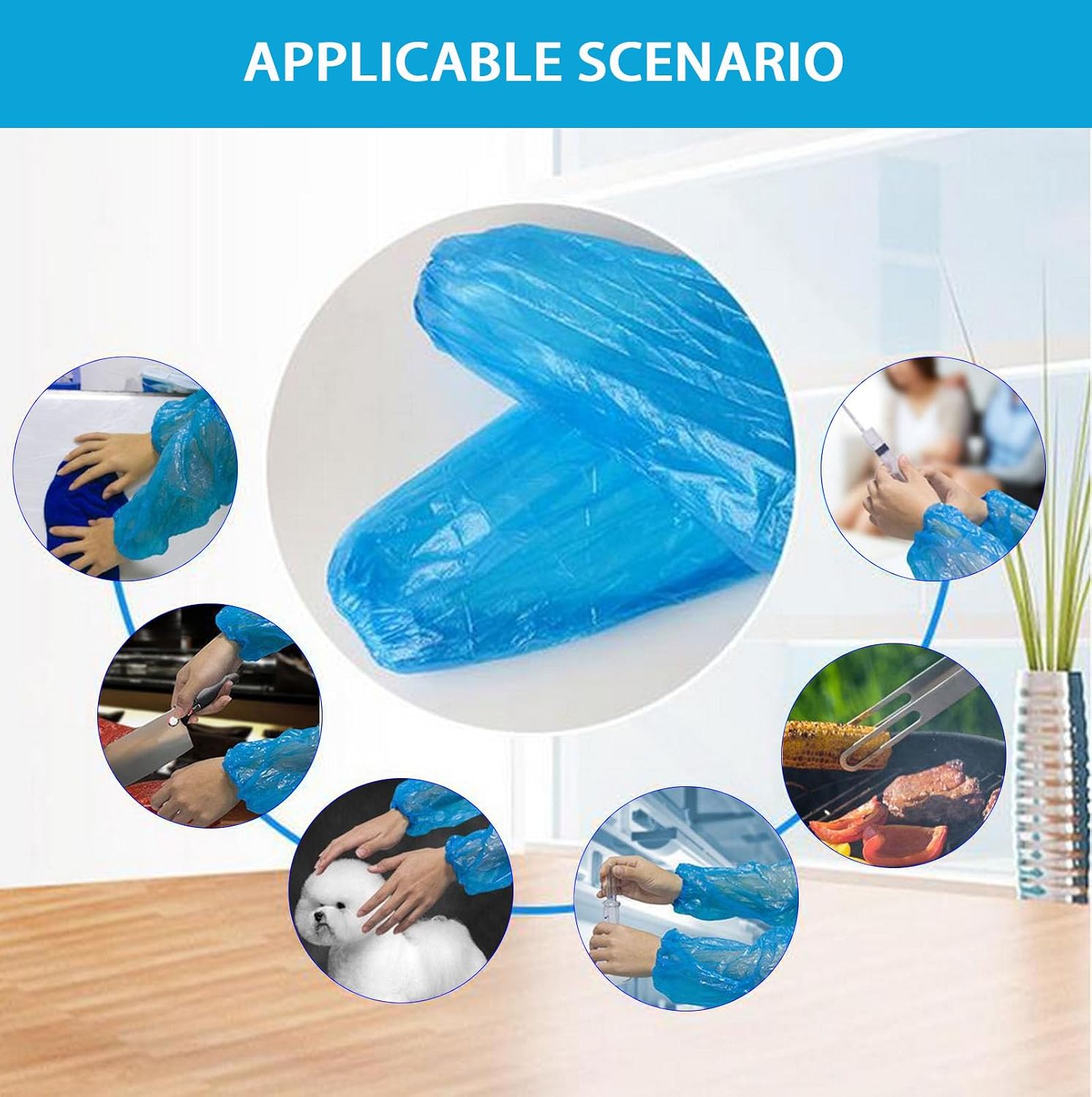 Disposable Oversleeves Covers, 200PCS Plastic Arm Sleeves Covers for Painting Repairing Cleaning Tattooing - White