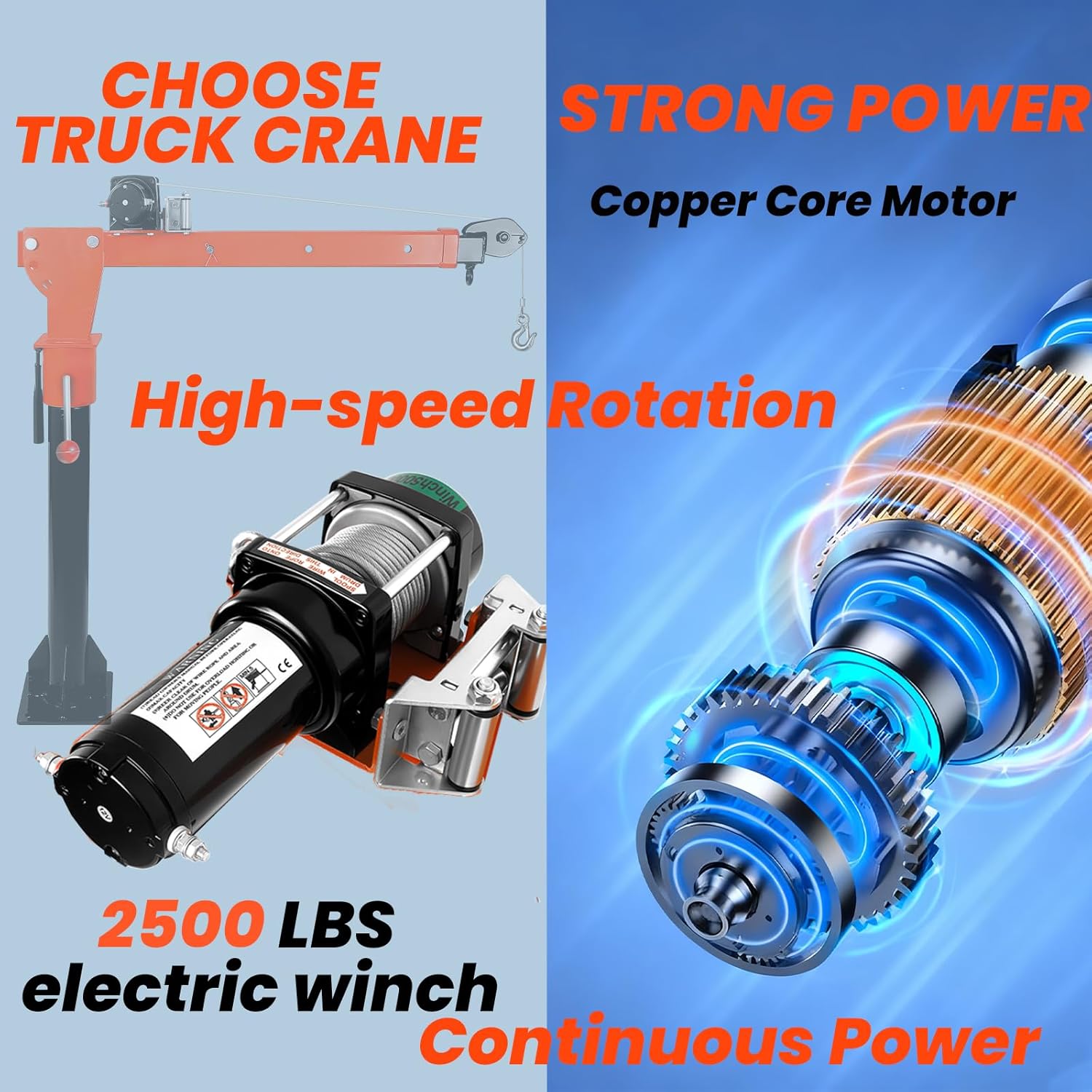 Alloy Steel Electric Truck Crane, 1500 LBS Truck Bed Crane with 2500 LBS Electric Winch, 9.2L x 9.2W x 45.6 H, 360° Swivel Truck Bed Hoist for Lifting Goods in Construction, Factory