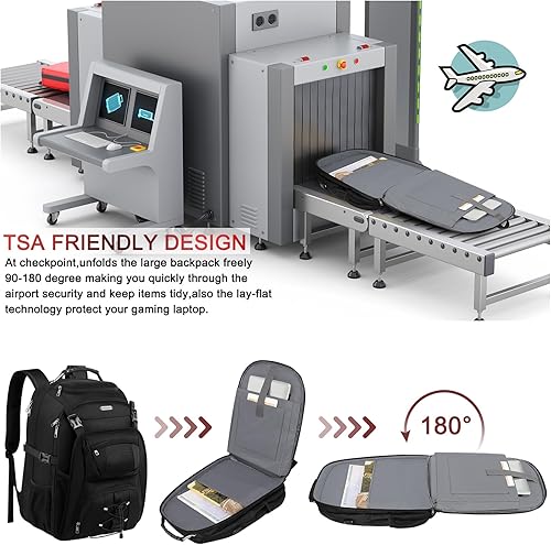 Miniatura 4 de Mochilas extra grandes para laptop, mochila universitaria XXXL de 21.7 pulgadas, compatible con la TSA, paquete de juegos de negocios aprobado por