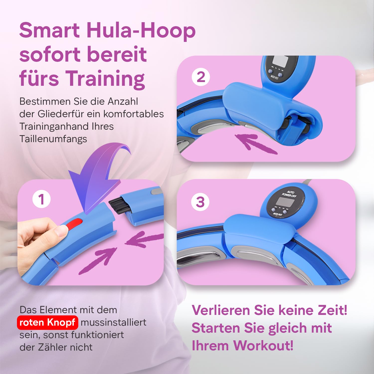 Smart Hula Hoop dla dorosłych, inteligentna hula hop cicha, z licznikiem, fitness hula hop z kulką obciążeniową, do odchudzania, obręcz dla kobiet, biała, do rozmiaru XL