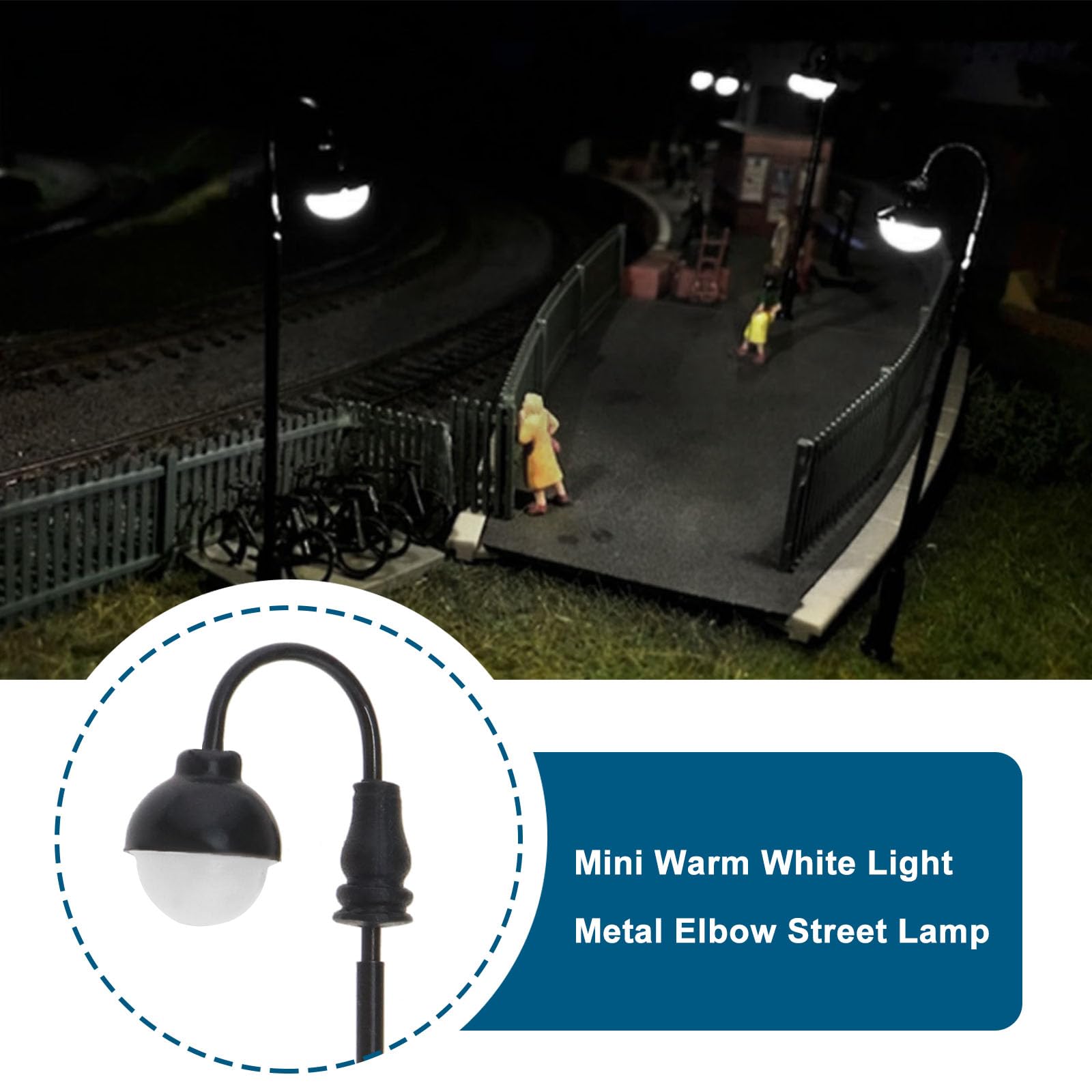 10 Pezzi 1:100 Modello di Treno Ferroviario Lampada Colonna LED Lampione Stradale 3 V 77 Mm Compatibile con Ho Scala Compatibile con OO Scala Luce Bianca Calda